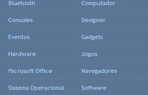 Mostrar as suas categorias, em duas colunas