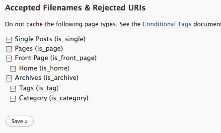 page types1 - WP Super Cache 0.9.6.1 te permite eleger que cachear