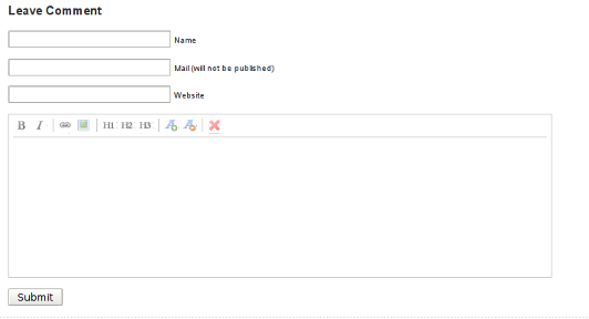 screenshot 1 - Formulário de comentários WYSIWYG