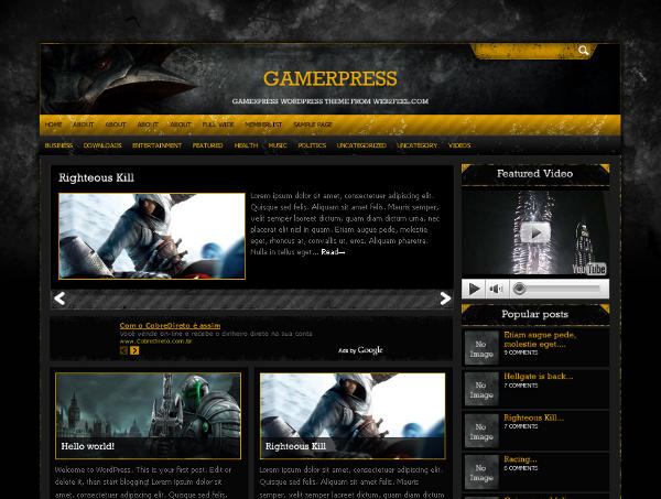 gamerpress web2feel - 8 Temas gratuitos para portais de jogos