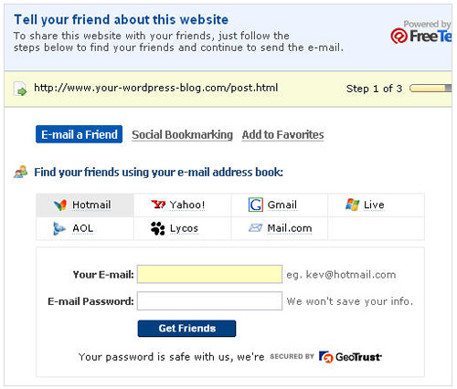 tell a friend - 15 plugins de Bookmarking Social