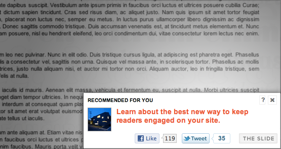 slide - SimpleReach Slide, plugin WordPress para recomendar conteúdo