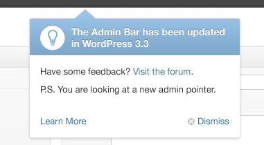 wordpress33 feature pointer - WordPress 3.3: recurso de ponteiro no novo layout