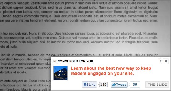 slide - SimpleReach Slide, plugin WordPress para recomendar conte&uacute;do