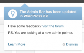 WordPress 3.3: recurso de ponteiro no novo layout