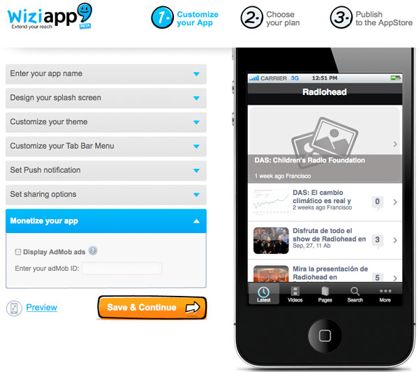 wizi app wordpress iphone 1 - Converta seu WordPress em uma App para iPhone